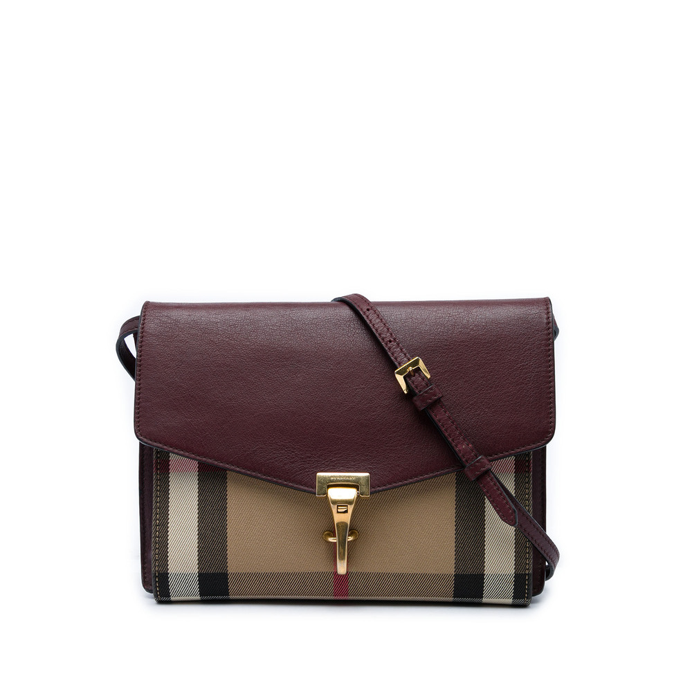 Pre-Loved Burberry Small Leather and House Check Canvas Derby Macken Crossbody